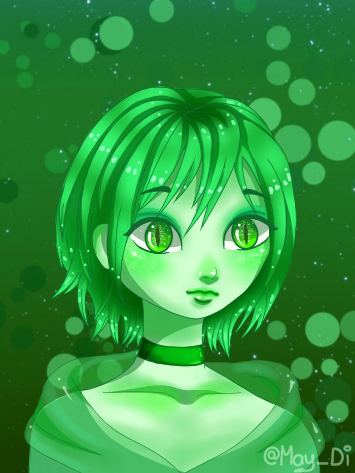 #greenchallenge #colorweek ‪@sonysketch‬ #girl #reptilian