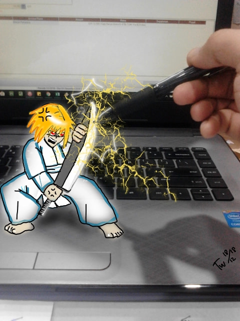 i said :"let me drawing up!!"   he said :"noo...is time to working"  #photochallenge #fridayswithsketch #sonysketch #digitalart
