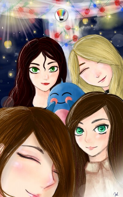 🎂#4stepstoz4 🎂 #sonysketch 🎂#sketchparty 🎂Happy B-Day, Otto! 😃😘#Selfie with founders of the #TokyoGhoulteam ‪@LittleOwl‬ ‪@Marika_Aria‬ ‪@jamless_jintan‬ 💙