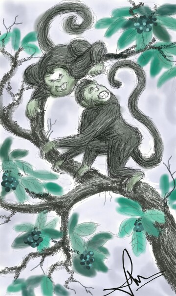 The macaques seize the fruit