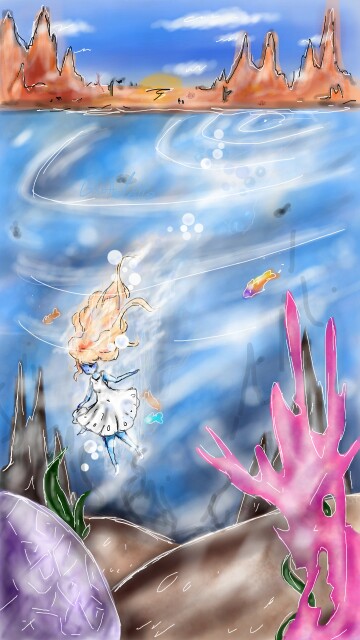 Yay! finally done with my sketch!
#Smurfs #CleanWater
I tried my best, but it's 3 am here and I can't make it better. I don't have enough time ; - ;
Of course, I made Smurfette in the clear water ~ 
XOX