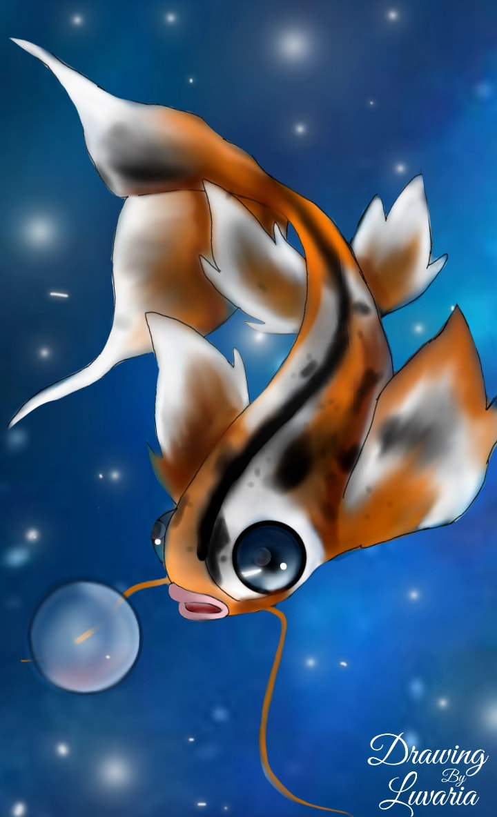 #poisson #Koi #eau #water #ocean #art #fridayswithsketch #animalchallenge #dessin #sketch #drawing #fish #beautiful petit poisson re fais en mieux ^^ #sonysketch