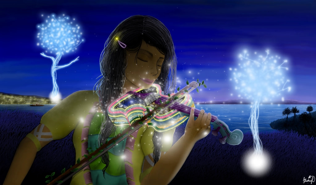 Vision of Mu§ic - A beauty of harmony and art. #stars #sky #magical #creativity #girl #space #fantasy #everything #sketch #sonysketch #love #originalstyle