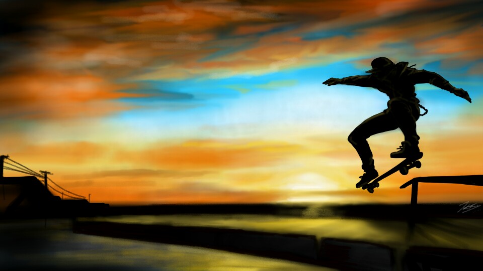 Sunset skateboarding😃