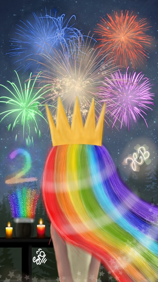 Fast Sketch I used sketch 100% I hope you like it 💞 #sketchbday, I wanna sleep now😴😴😴GN#night #rainbow #hair #rainbowchallenge