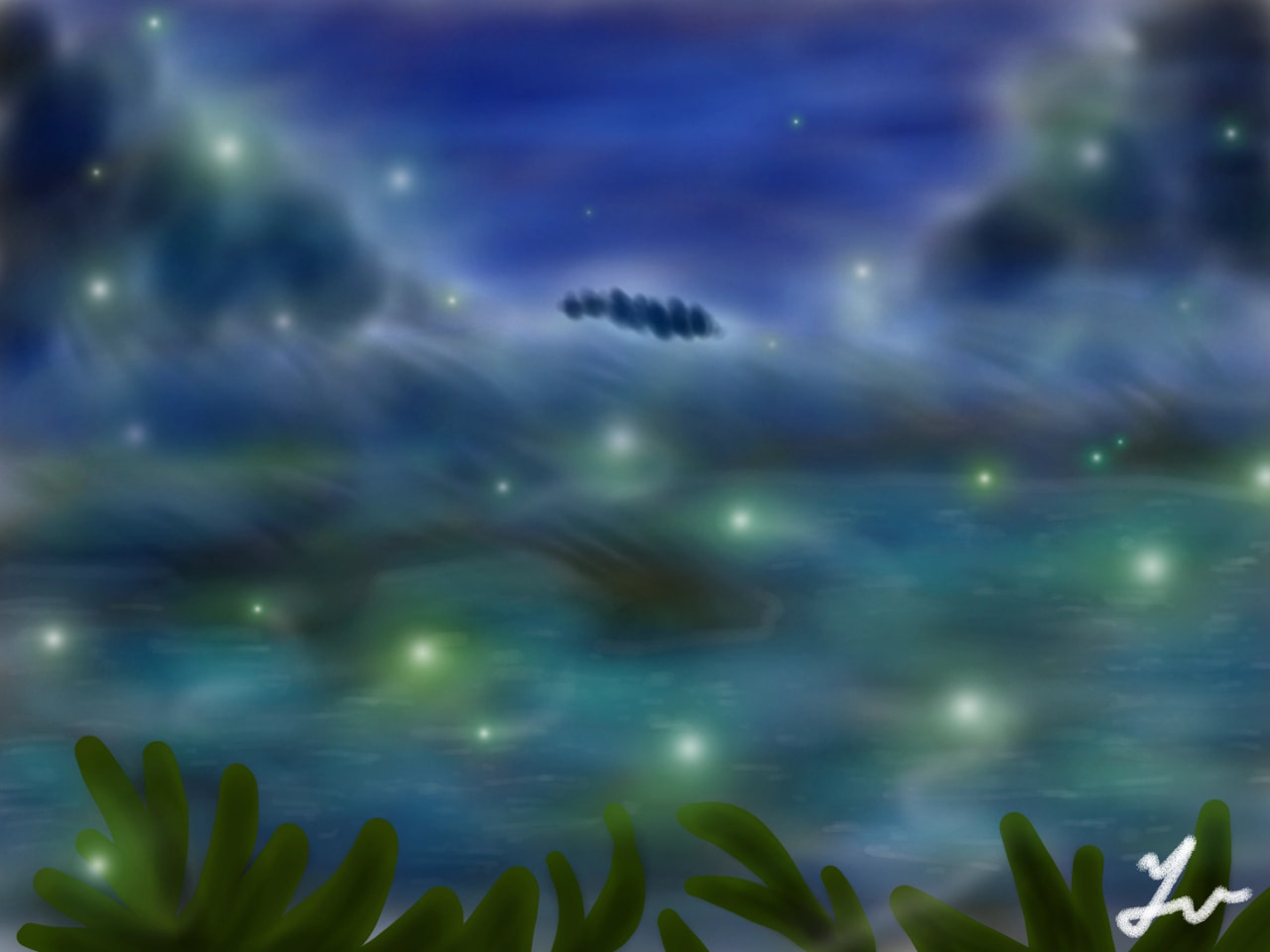 “Light of a firefly(蛍火)” ‪@kooma‬ さん主催の #納涼祭 に遅ればせながら参加♪ #landscape #sonysketch #backgroundchallenge #linelesschallenge #fridayswithsketch