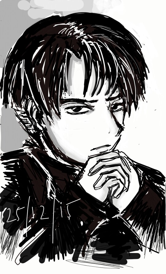 black n white #snk #levi