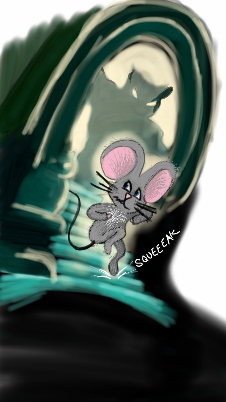 As the mouse carried out his escape from the shadowy monster, the squeaky stairs shed light to his plan...#squeak #inktober #Inktober2017 #SonySketch
