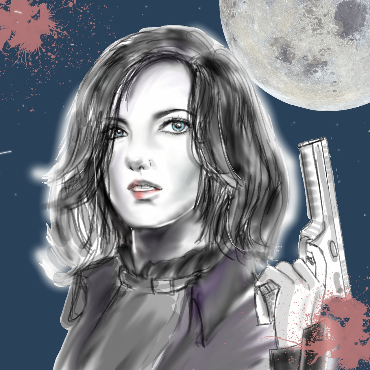 Sony さんのお題が難しい😨苦手なのばかり続いてます😅「アンダーワールド」をモチーフに描きました。新しいサイズもお試し #fridayswithsketch #myvillain #sonysketch