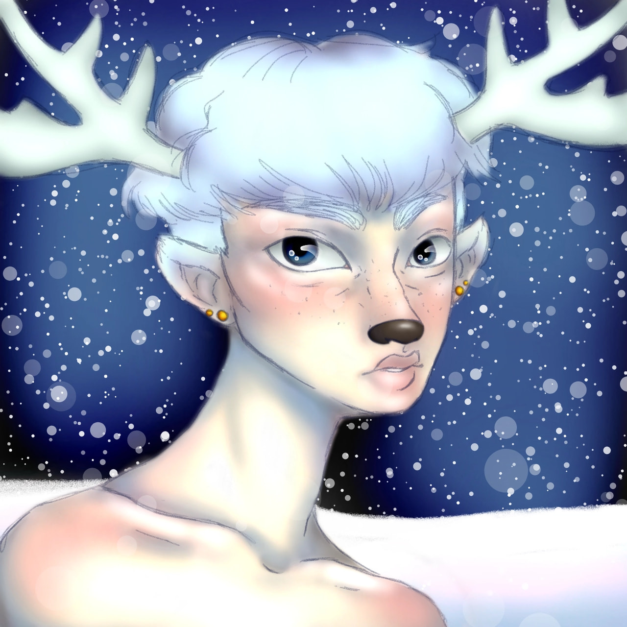 Here's my finished guy #wintercreature #fridayswithsketch #sonysketch #winter #snow #cute #digitalart #deer #snowflake #cuteboy