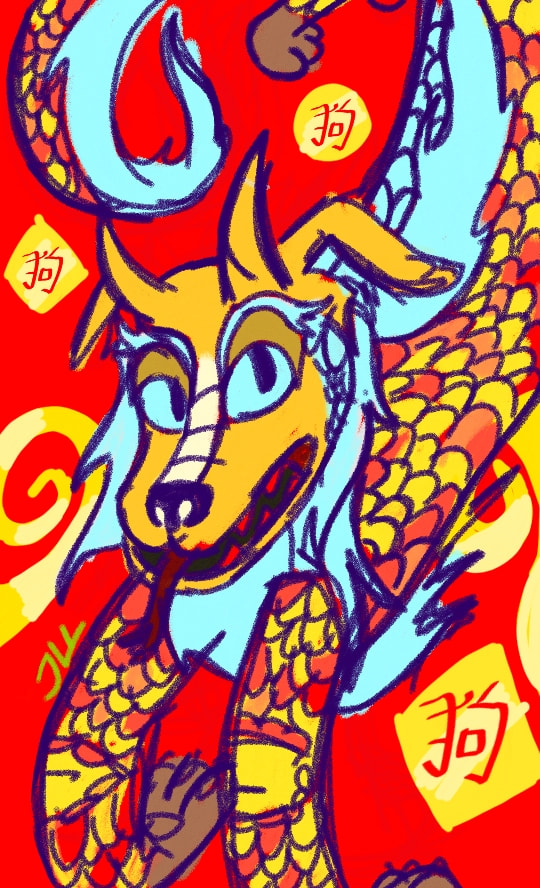 The challenge is too ironic. So I came up with something more ironic! A DRAGON DOG! #mydragon #fridayswithsketch #Jellazticious