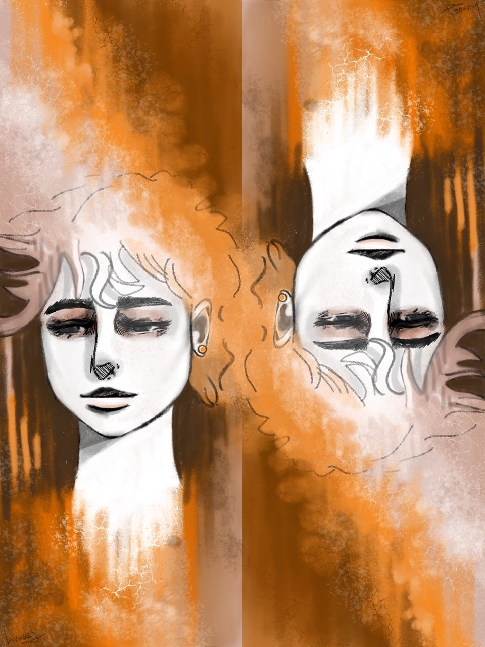 Something messy and random out of my comfort zone but atleast It's a cool idéa/concept. #inktober2018 #double #inktober #twins #abstract #sketch #100PercentSketch