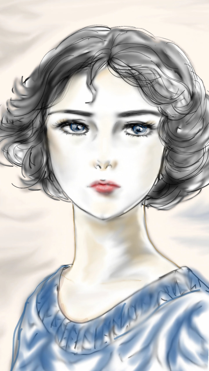 モノクロ予定でしたが少し色塗りしました #portraitchallenge #fridayswithsketch #sonysketch