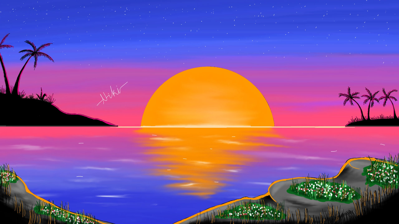 #landscape #sunset #sky #sonysketch #stars #lilac #pink #flowers ‪#grass #landscapechallenge #fridayswithsketch ‪@sonysketch‬