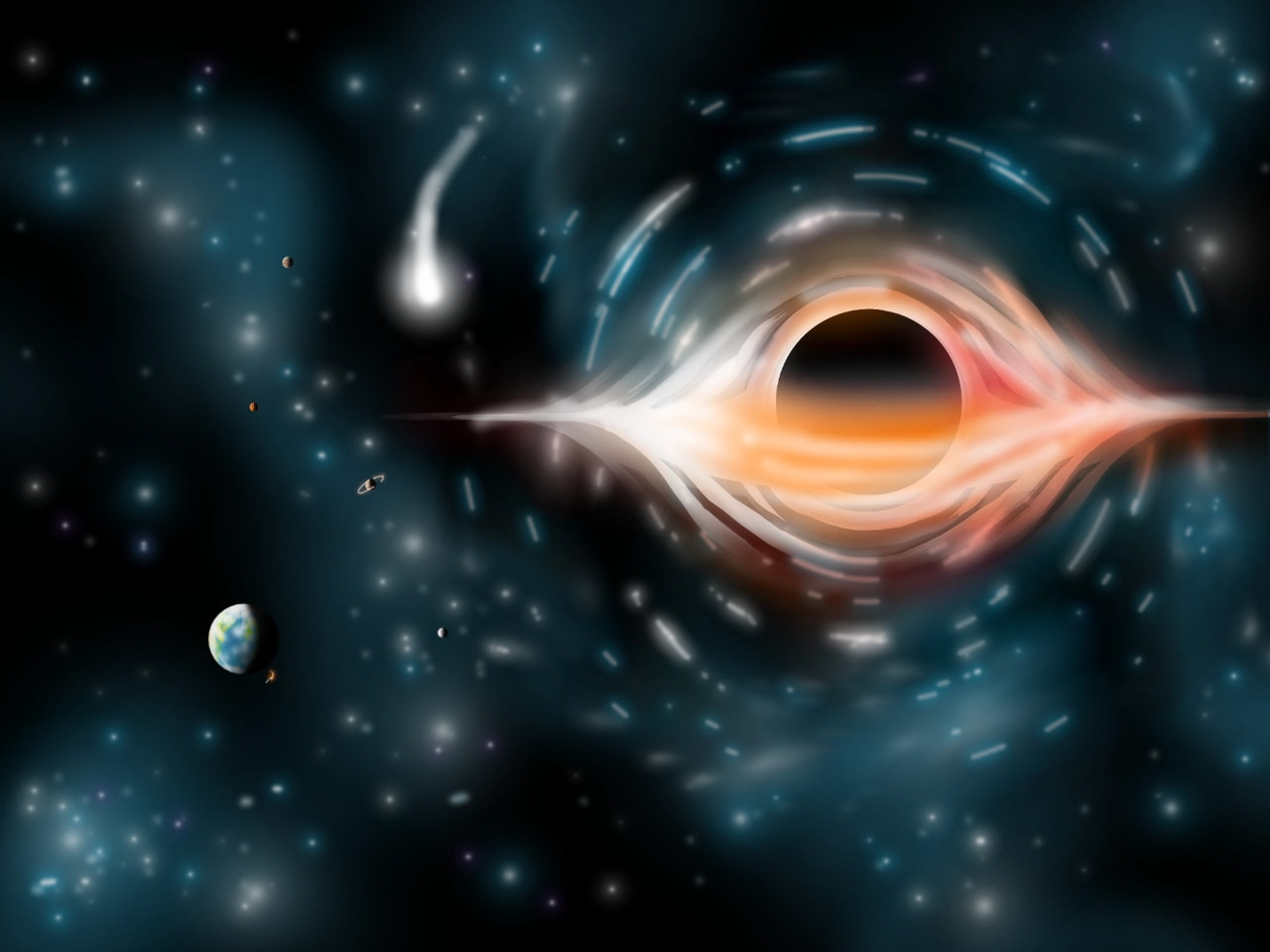 The solar system.about to be eaten by a black hole (similar to the one we photographed) #endoftheworld #fridayswithsketch #100PercentSketch #sonysketch #stars #earth #blackhole #space #Galaxy #planet #moon  #saturn #mars #Jupiter  #shootingstar