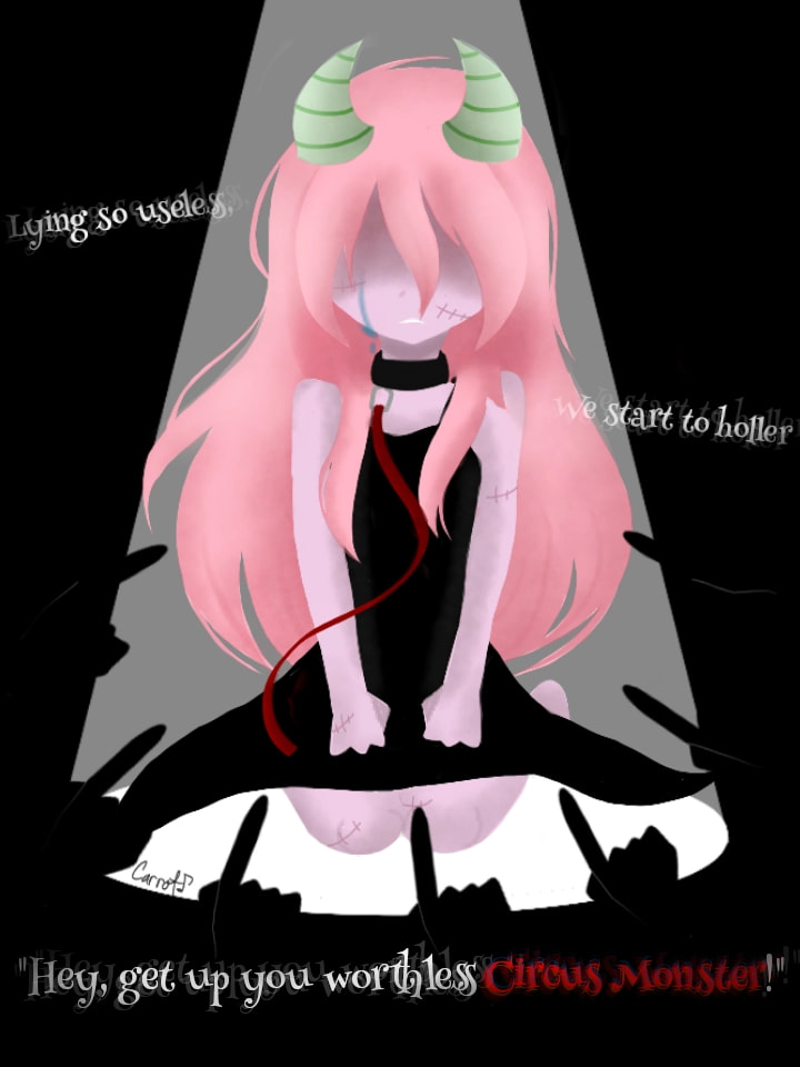 Circus Monster by Circus-P. Its such an awesome song with some pretty sad lyrics ;w; #MusicChallenge #Fridayswithsketch #Vocaloid #MegurineLuka #linelessart