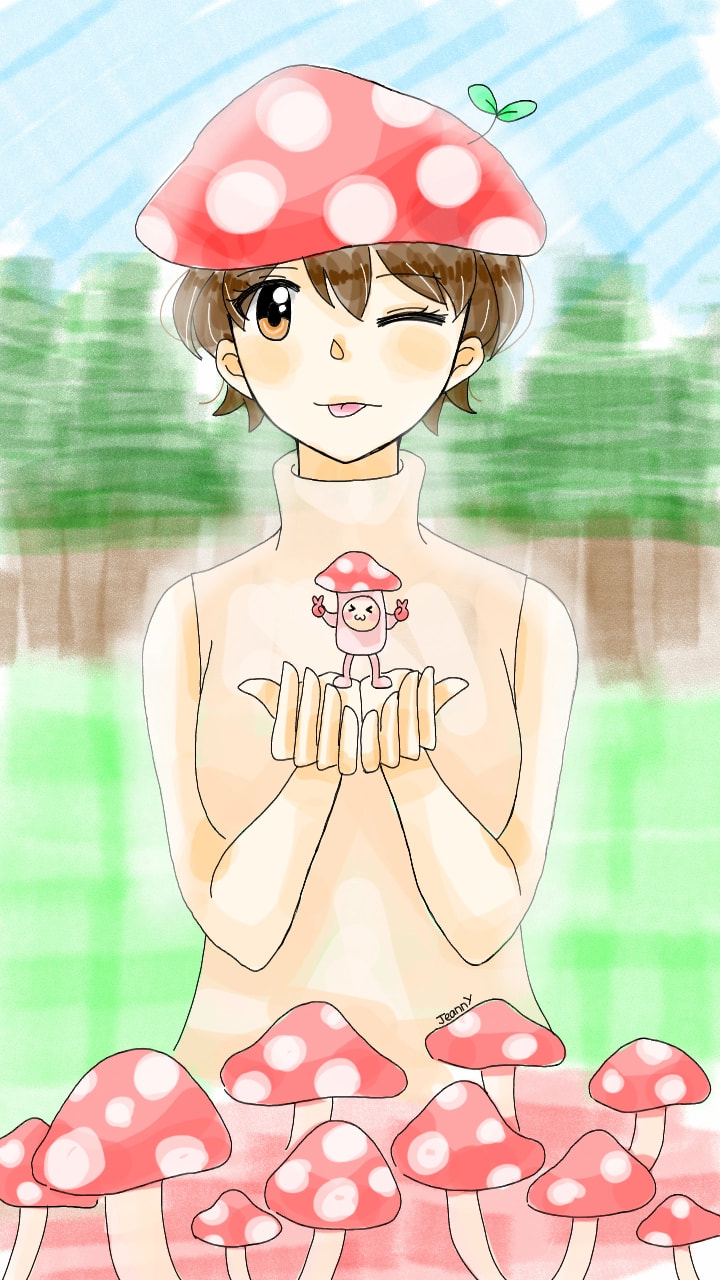 "Look at this! I found a lil cute living mushroom! And he do a peace sign lol" Anyway, this is my entry for #fridayswithsketch #myobject challenge. Hope u like it!^^ #100PercentSketch #sketch #sonysketch [EDIT : OMG HELL TYSM FOR THE FEATURE!]