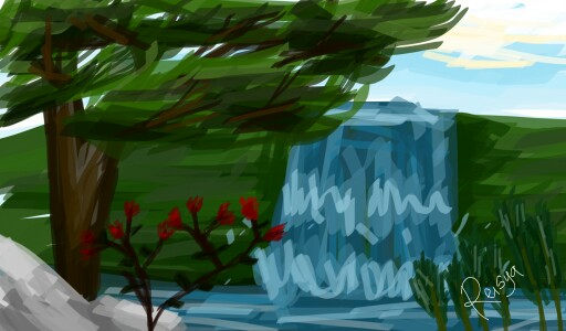 For ‪@Fatemamusharrof‬  #nature #landscape #waterfall #tree #flower #myfavoritesketcher #lifeonland #Reisya