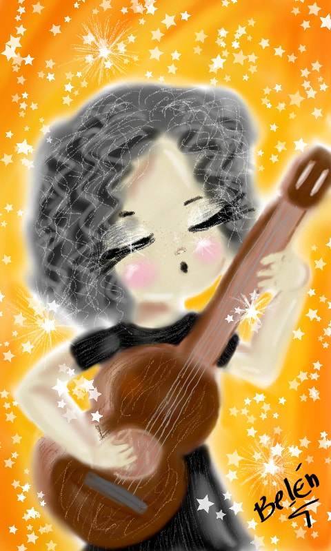 A llegado una guitarra nueva en mi vida y destacan este dibujo ^^ bakaaan!!!! (Palabra chilena xD) gracias!!!!!#girl #sonysketch #sketch #music #myselfportrait #selfportrait