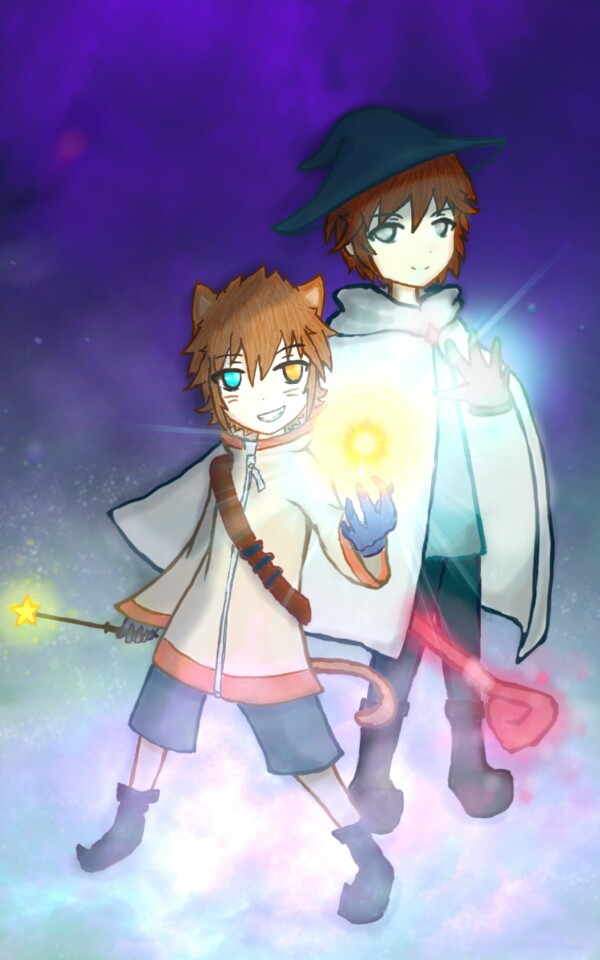"Dual Ultima" -for ‪@Chocolate-kun‬ :D 'ere ya go my boy. Hope ya like it xD #anime #magic #wizard #neko #ultima #sketch