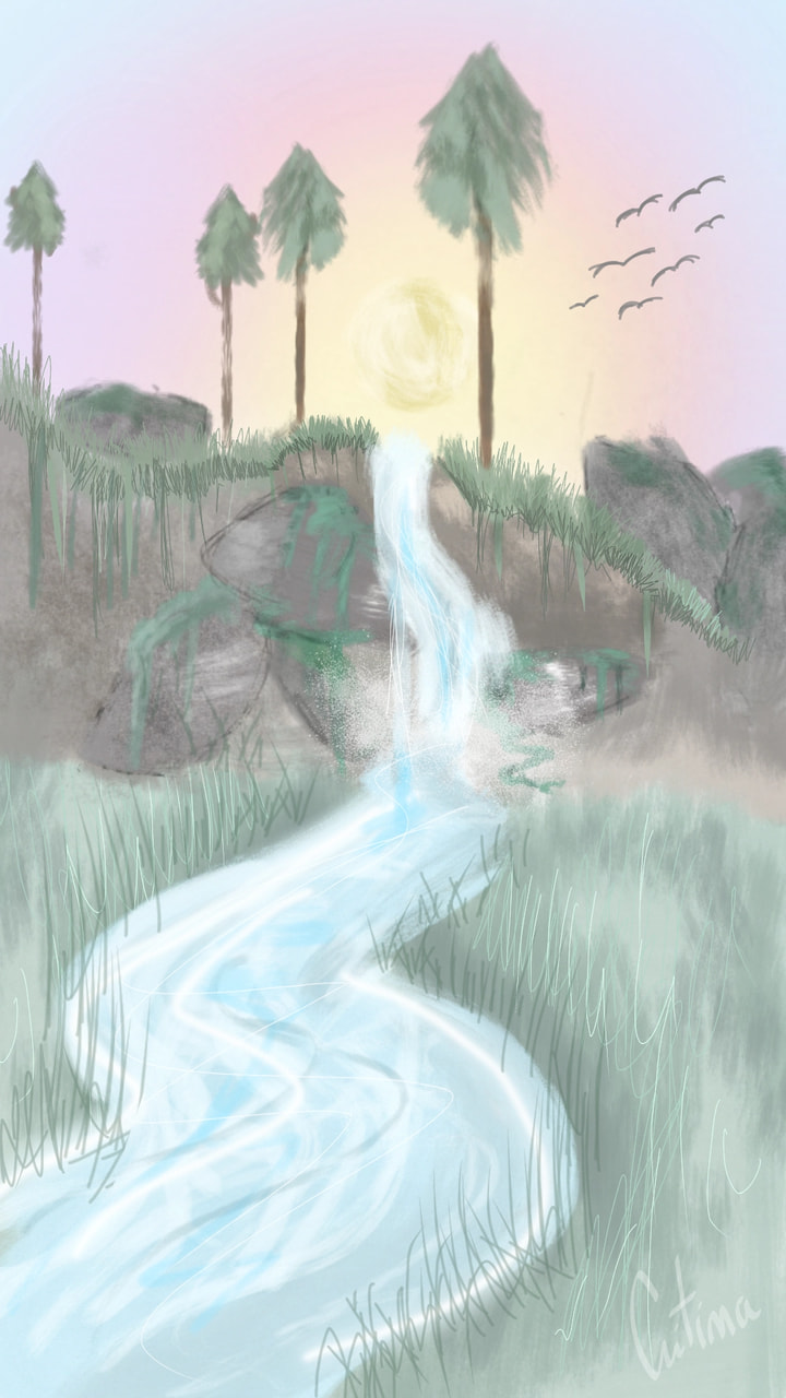 #fridayswithsketch  #naturechallenge ‪@sonysketch‬ Rocks , trees , sky and waterfall. ❤🌲