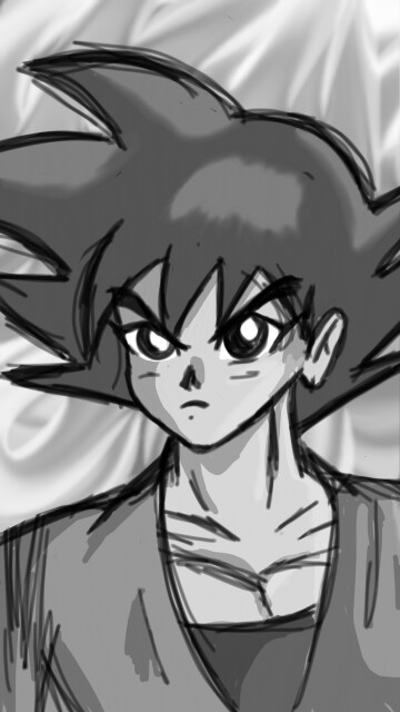 GOKU!!! #fridayswithsketch #myfavcharacter #dragonball #goku #anime #blackandwhite #fanart #sonysketch #scribble