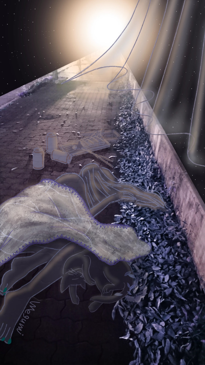 #endoftheworld こんなお題出すなんて…Sonyさ～ん…｡「明日世界が終わるとしたら､何する？」「ん～､…寝るかな｡」の絵です😅 せっかく描いたので投稿｡もう何もやる気が起きない……😂