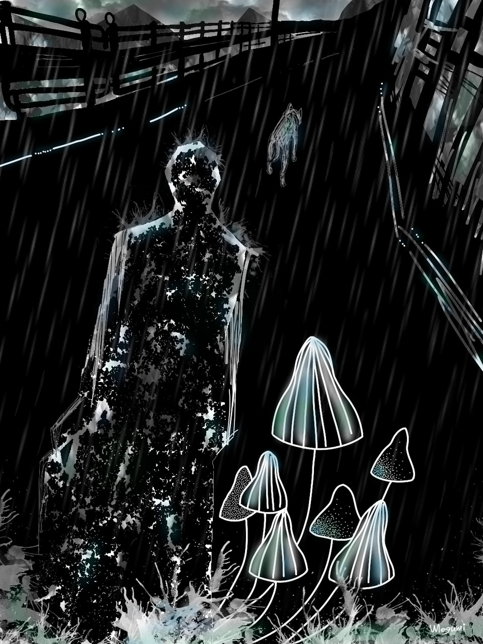 暗い……。なんか分かんないけど、せっかく描いたので。キノコは気に入ったっ。 #darkchallenge