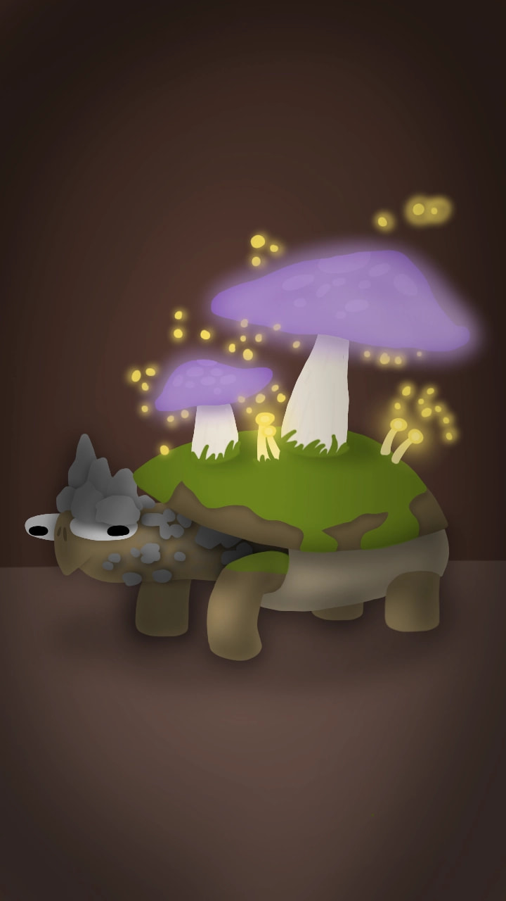 Hey! Espero que os guste esta fusión, he hecho lo mejor que he podido la verdad (〃^ω^〃) #FusionChallenge #fridayswithsketch #XD #turtle #Nature #Animal #dark #lineless #linelessart #myart #mystyle #mushroom