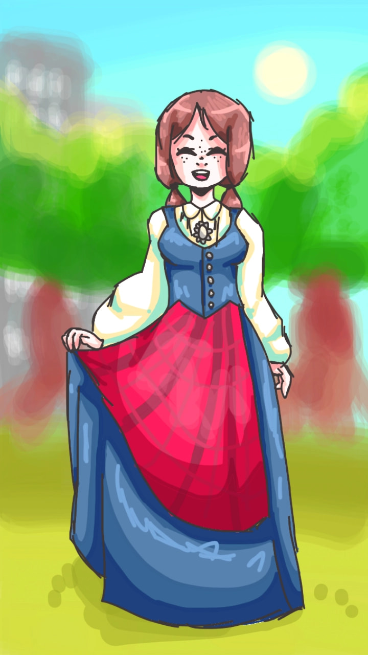 Sorry im late! But i made #Norway's national outfit! Its called a "Bunad" and is often used at our national day, 17th of may. (I dont have one, they are expencive) #mycountry #fridayswithsketch i was lazy with the backround too lols