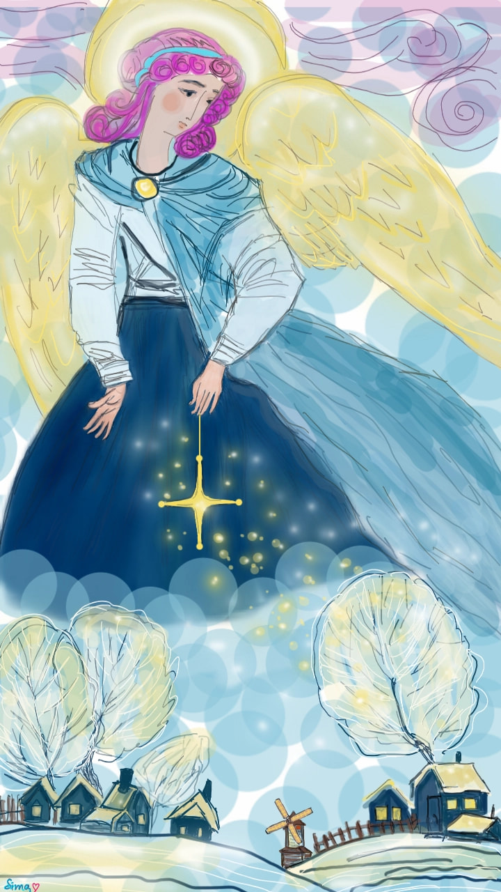 Watercolor. Angel. Love and peace for your home 🏡 #fridayswithsketch #myroom #sketch #sonysketch