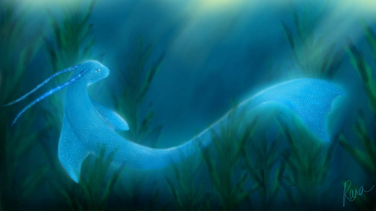 Sea creature: Jilily (jililies pl.) #Blue #ocean #sea #creature #Seacreature #100PercentSketch Original species.. XD #animalchallenge #fridayswithsketch #MyAlien #jilily #specieschallenge