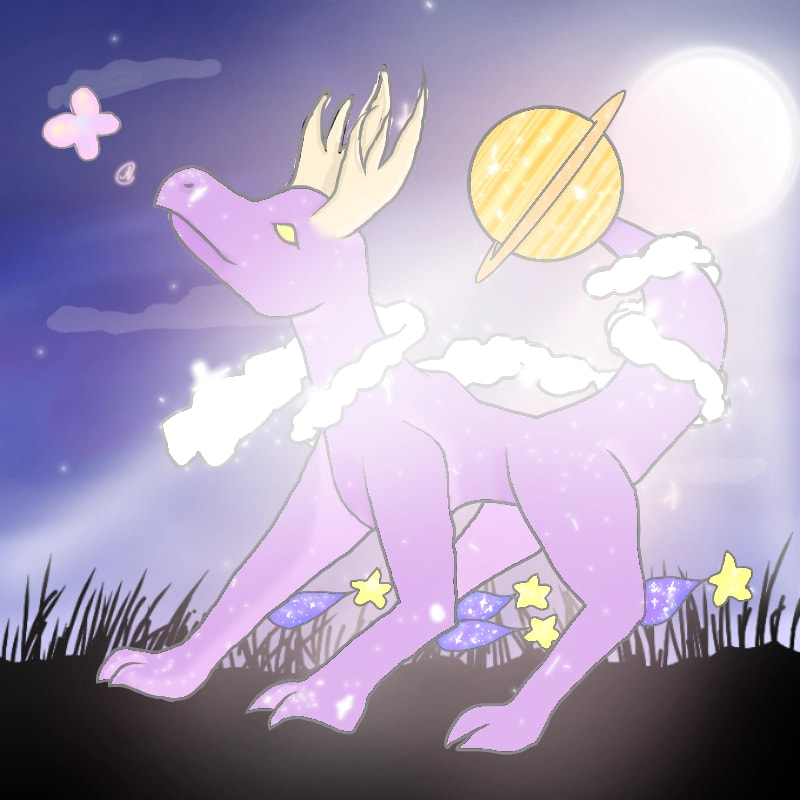 This is My OC! It's kind of like a fantasy creature... I've drawn this charecter since i was 7 so it's very important to me.... Anywho #GalaxyOC let's make it into a contest... Go to the comment section for more info! #MyChallenge #fridayswithsketch UwU