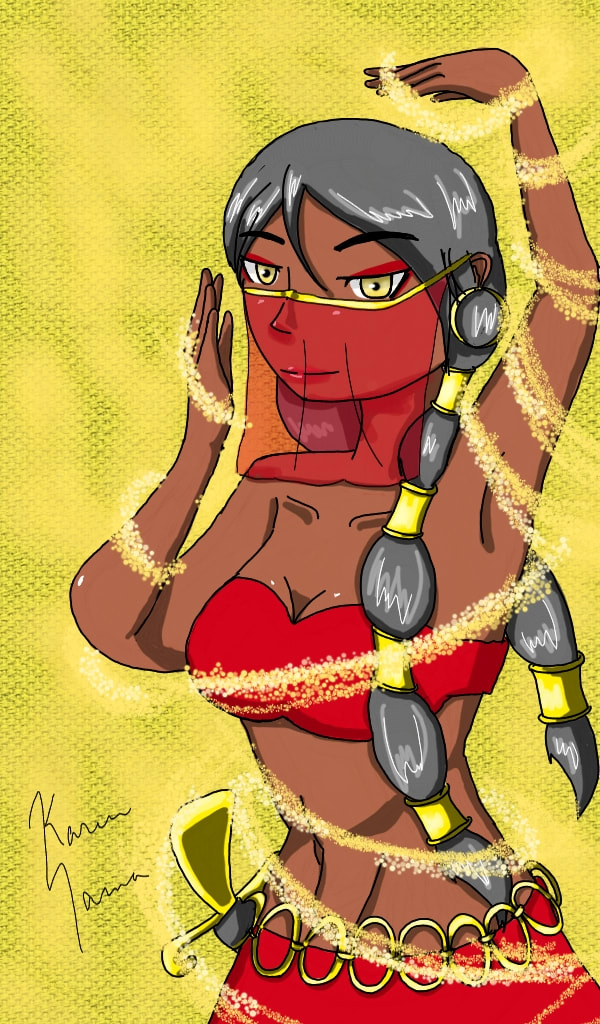 For the element earth, my oc Zalea. The power of sand. #myelement #earth #karensama